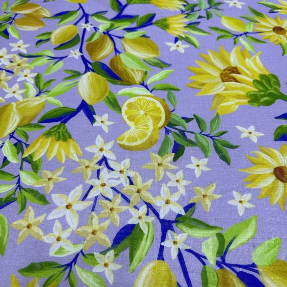 Tecido Viscolinho Floral Limão FRM • Luema Tecidos