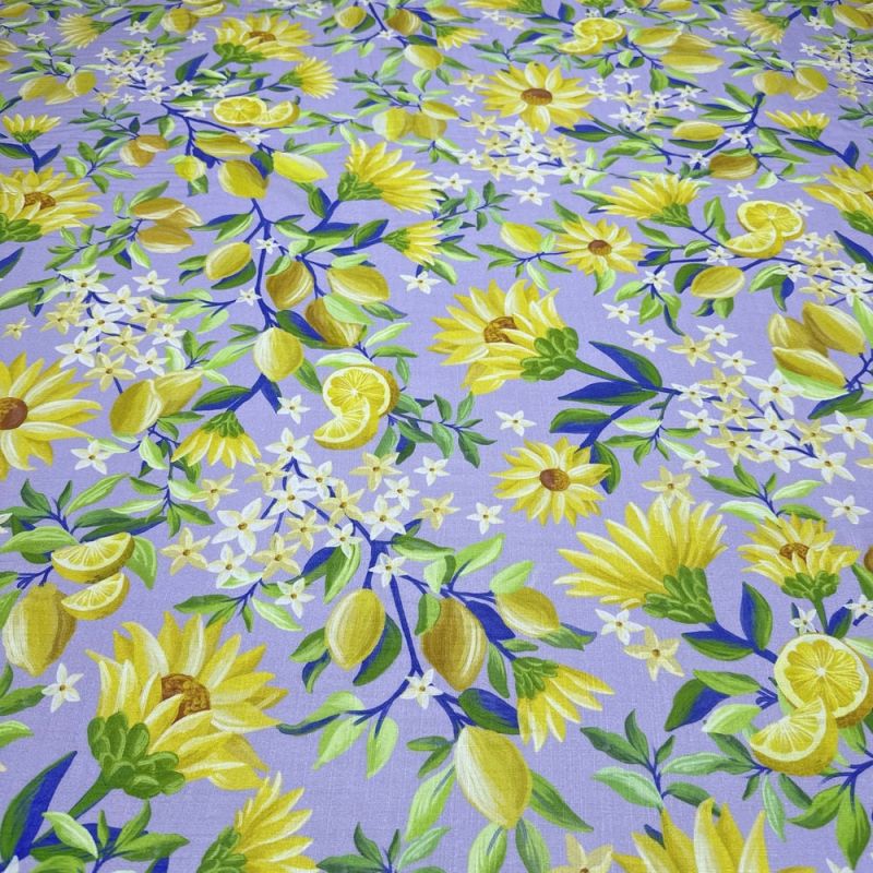 Tecido Viscolinho Floral Limão FRM • Luema Tecidos