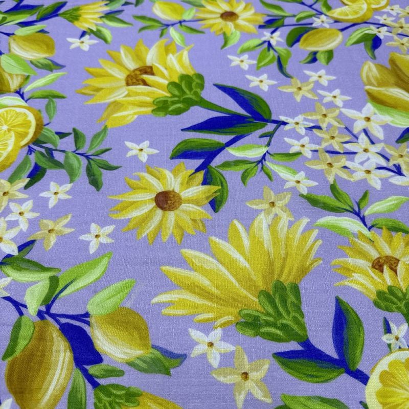 Tecido Viscolinho Floral Limão FRM • Luema Tecidos