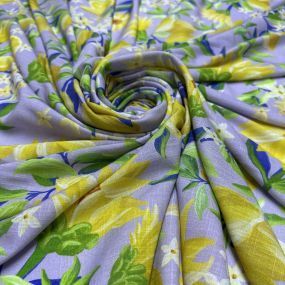 Tecido Viscolinho Estampado Floral Limão FRM • Luema Tecidos 2