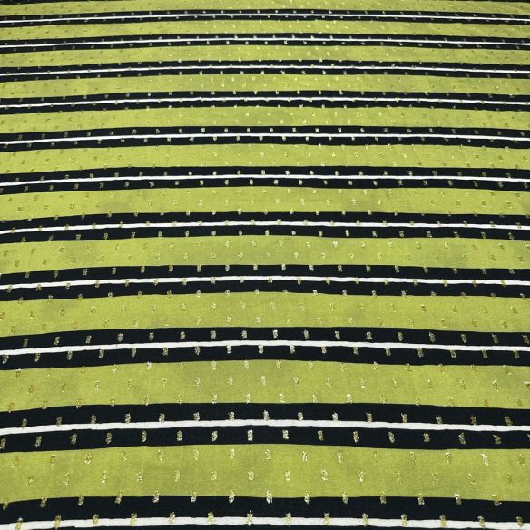 Tecido Viscose Listrada Preto e Bege Lurex • Luema Tecidos