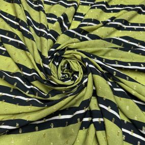 Tecido Viscose Listrada Preto e Bege Lurex Tecido Viscose Listrada Preto e Bege Lurex • Luema Tecidos