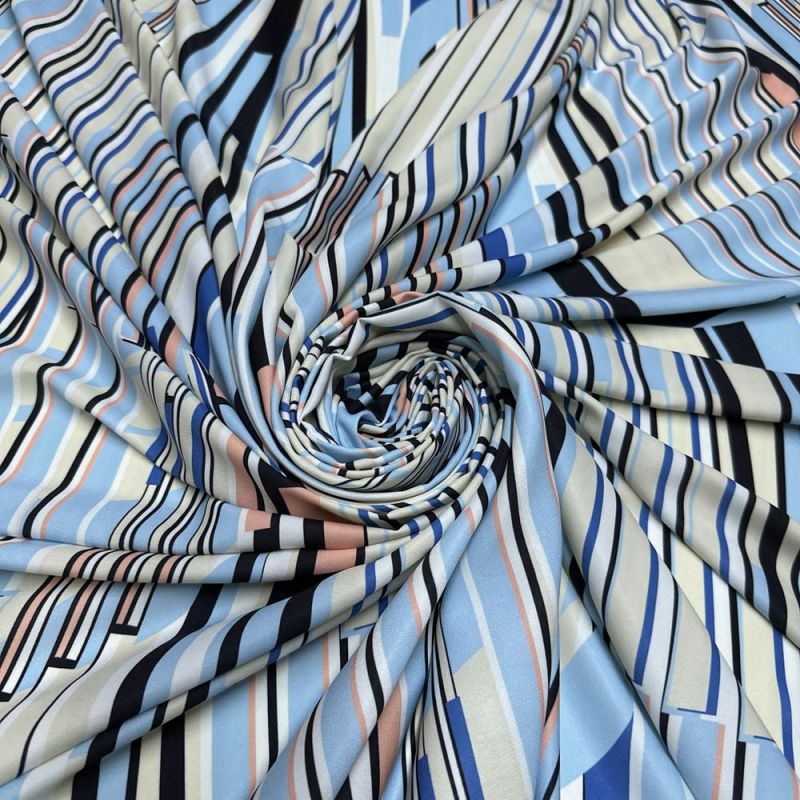 Tecido Viscose Stripes Blue Colors • Luema Tecidos