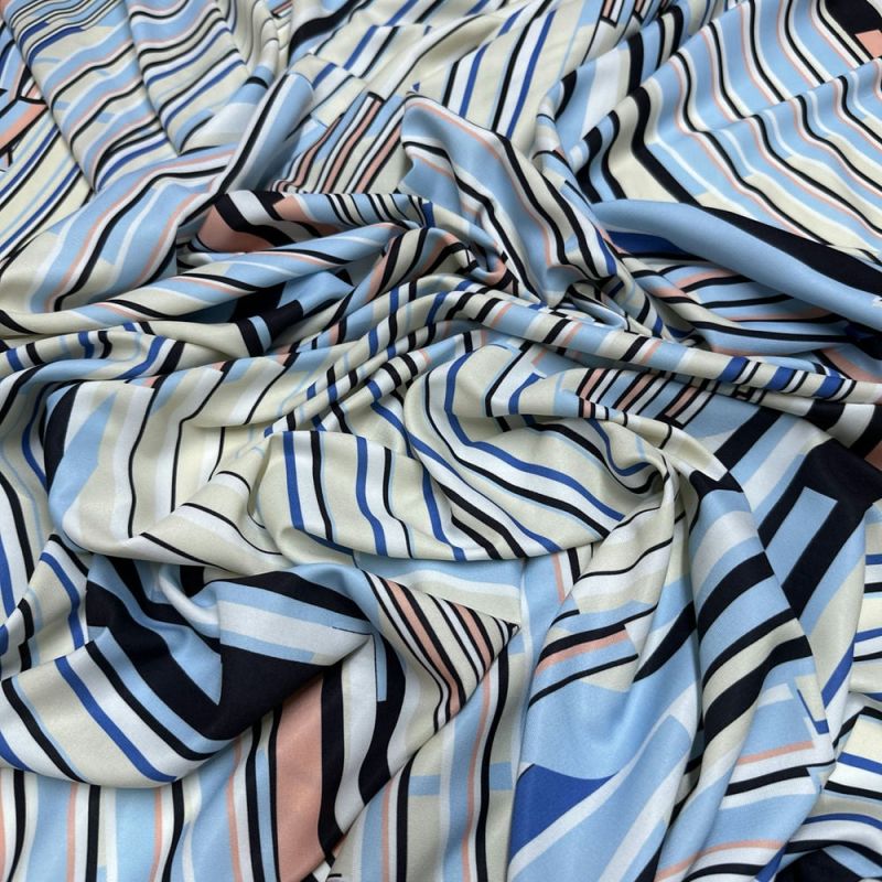 Tecido Viscose Stripes Blue Colors • Luema Tecidos Tecido Viscose Stripes Blue Colors • Luema Tecidos