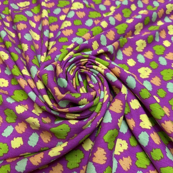 Tecido Viscolinho Estampado Poá Abstrato Pink • Luema Tecidos