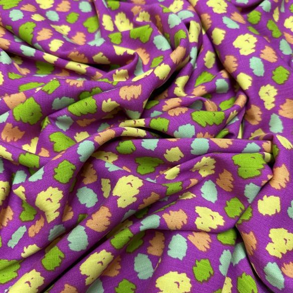 Tecido Viscolinho Estampado Poá Abstrato Pink • Luema Tecidos