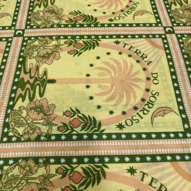 Tecido Viscolinho Estampado Terra do Sorriso • Luema Tecidos