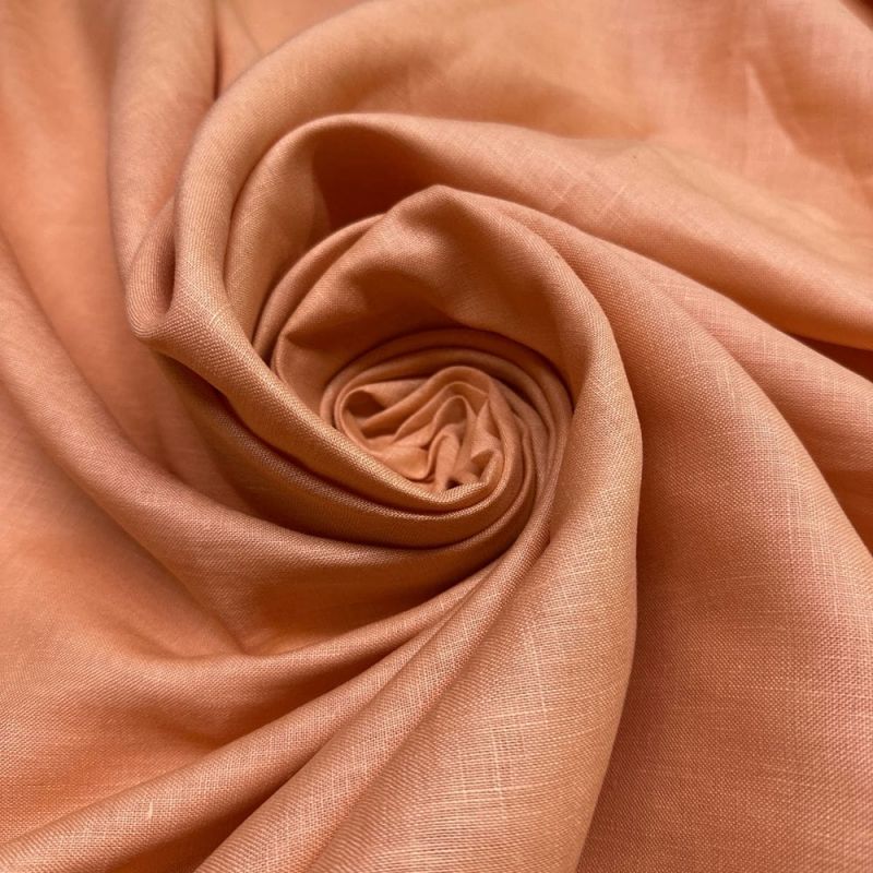 Tecido Linho Puro Laranja Light • Luema Tecidos