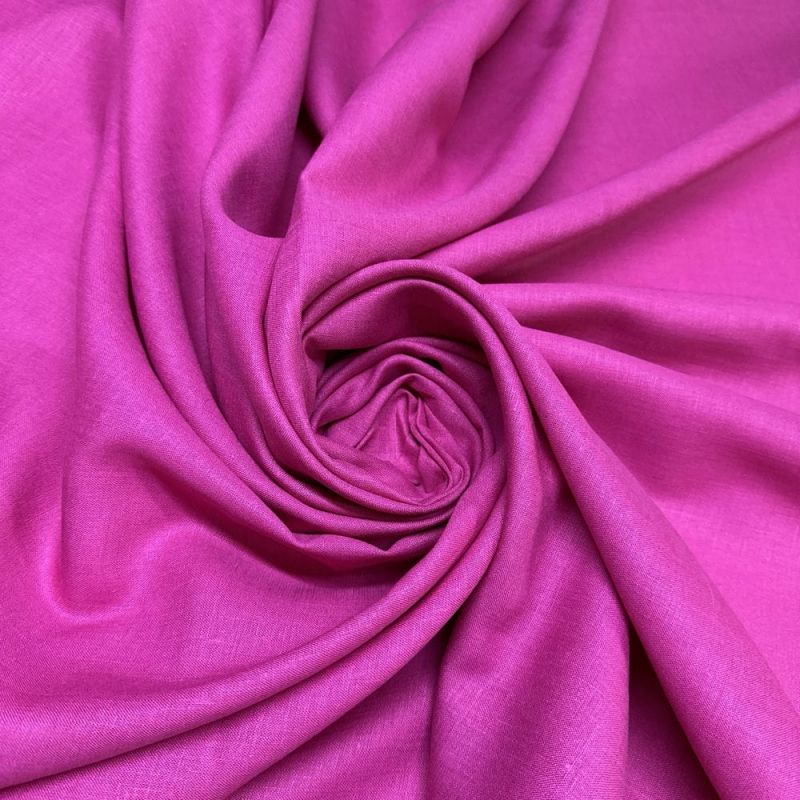 Tecido Linho Puro Rosa Pink • Luema Tecidos