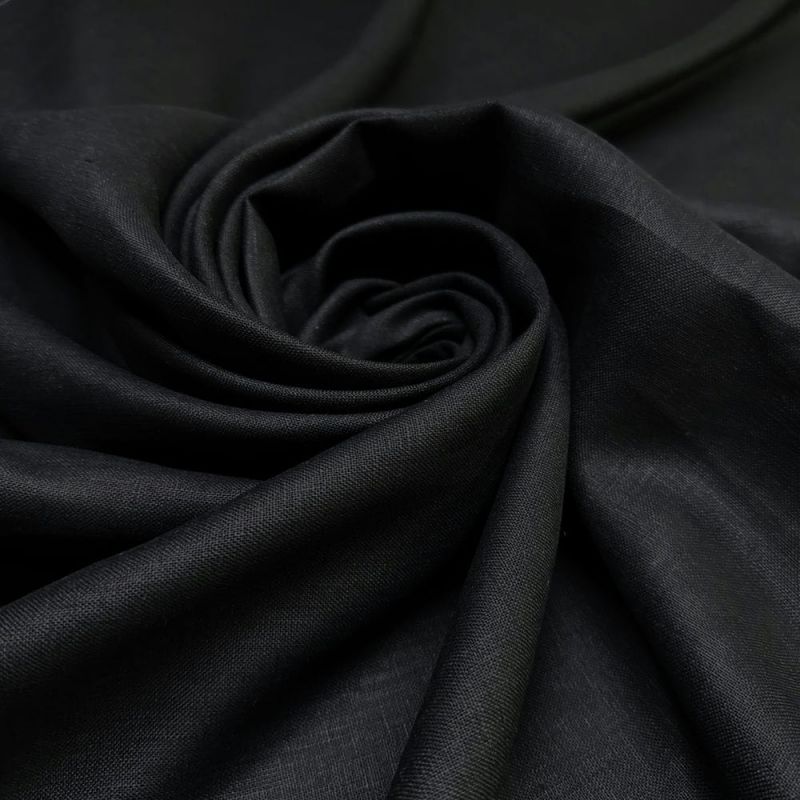 Tecido Linho Puro Preto • Luema Tecidos