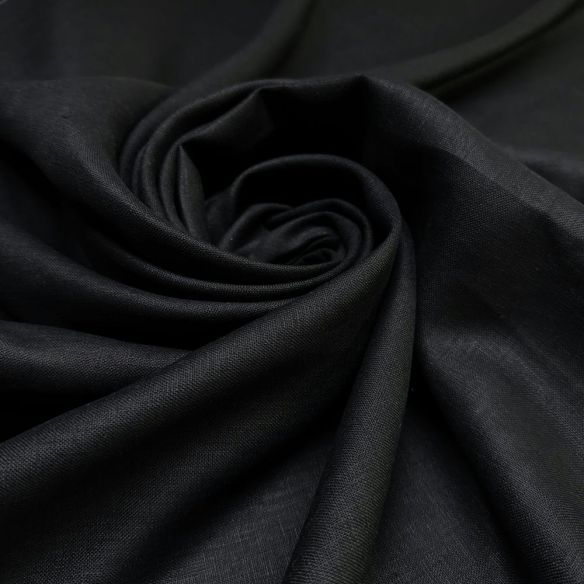 Tecido Linho Puro Preto • Luema Tecidos