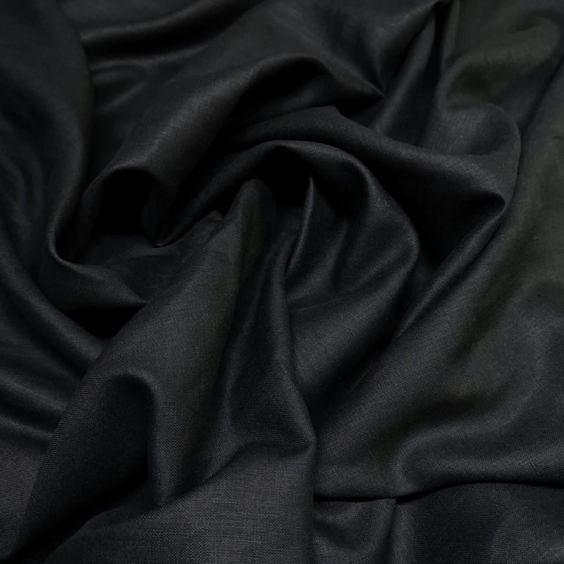 Tecido Linho Puro Preto • Luema Tecidos