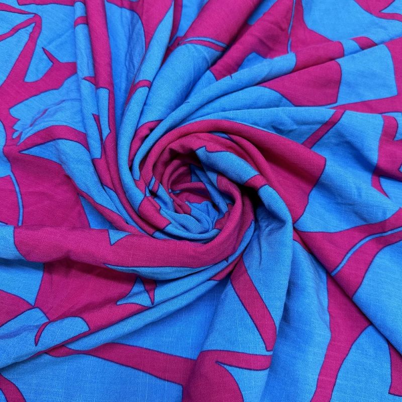 Tecido Viscolinho Stripes Azul e Pink • Luema Tecidos