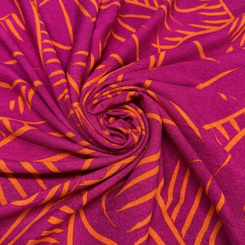 Tecido Viscolinho Stripes Pink Orange • Luema Tecidos