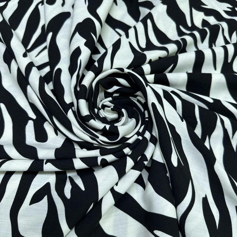 Tecido Viscolinho Zebra Off White • Luema Tecidos