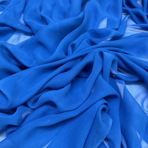 Tecido Musseline de Seda Azul Pérsia • Luema Tecidos