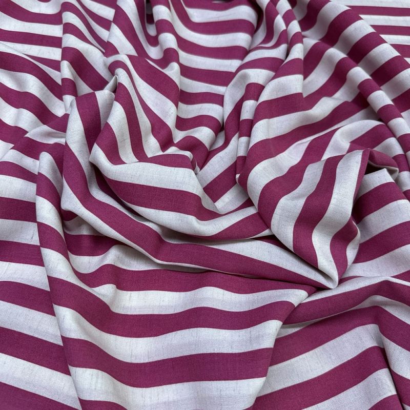 Tecido Viscose Listrado Pink e Mescla • Luema Tecidos