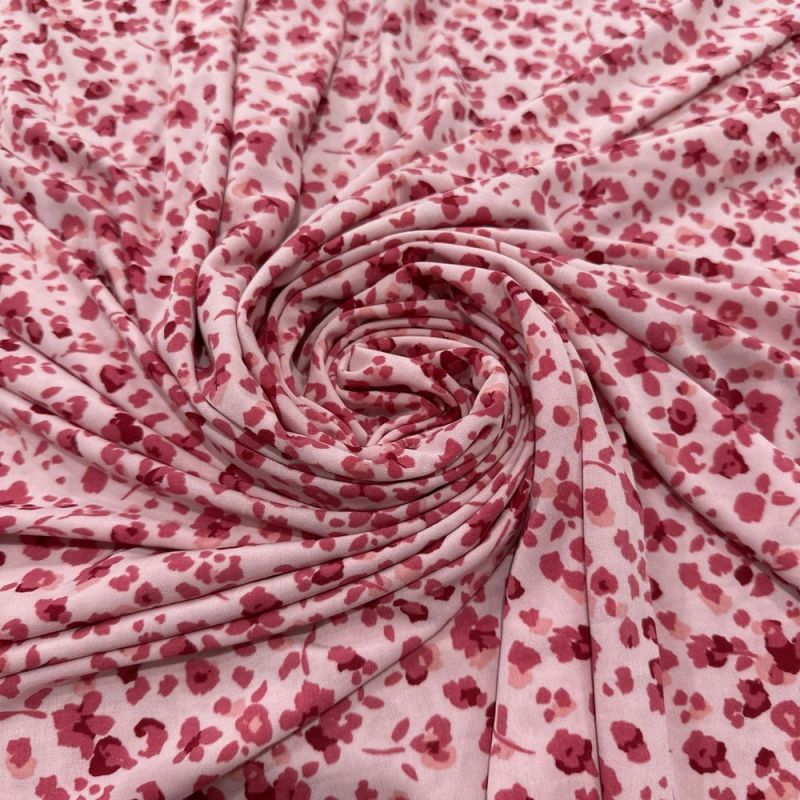 Tecido Liganete Rosa Micro Floral Vermelho • Luema Tecidos