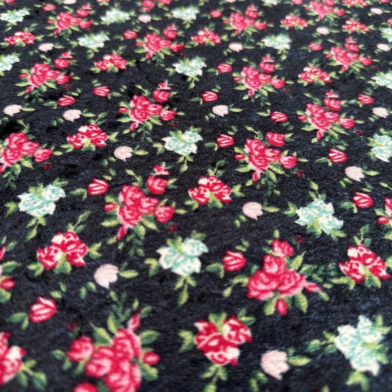Tecido Veludo Molhado Estampado Micro Floral • Luema Tecidos