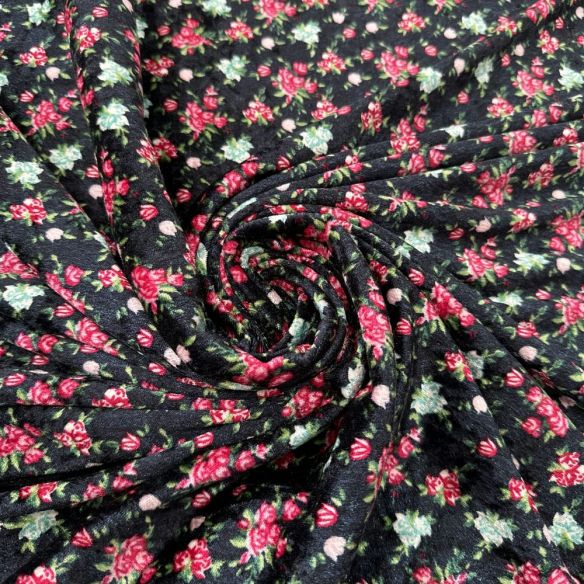 Tecido Veludo Molhado Estampado Micro Floral • Luema Tecidos