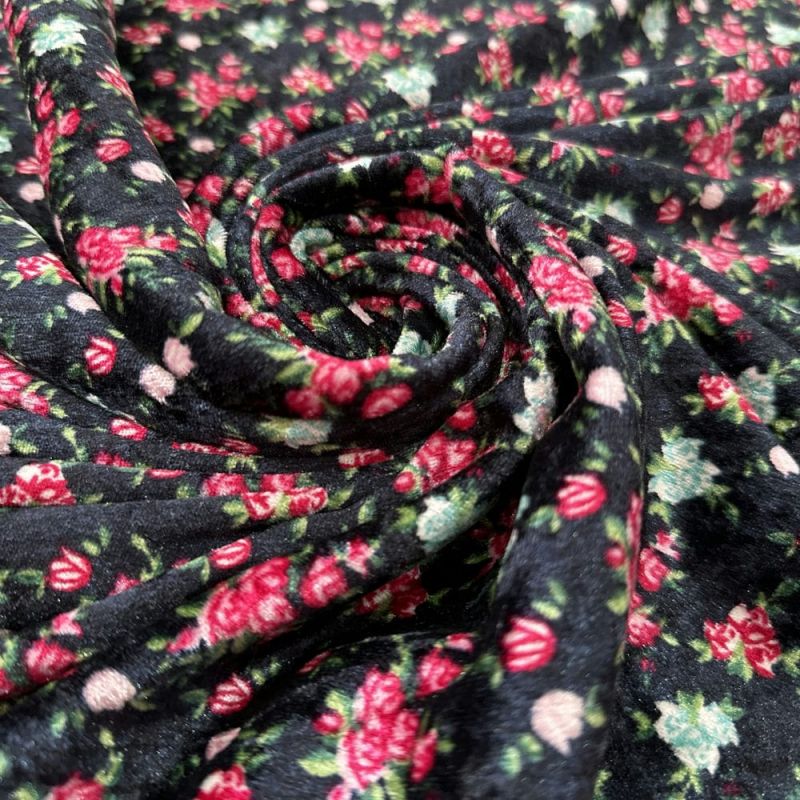 Tecido Veludo Molhado Estampado Micro Floral • Luema Tecidos