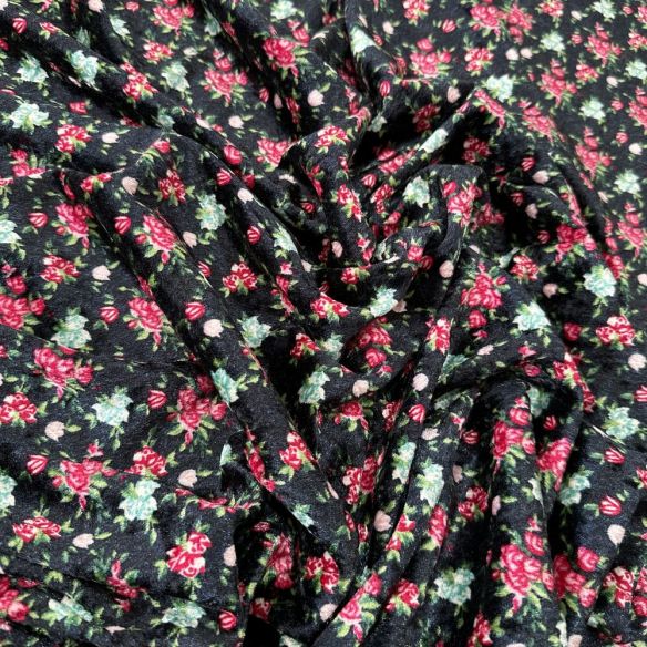 Tecido Veludo Molhado Estampado Micro Floral • Luema Tecidos