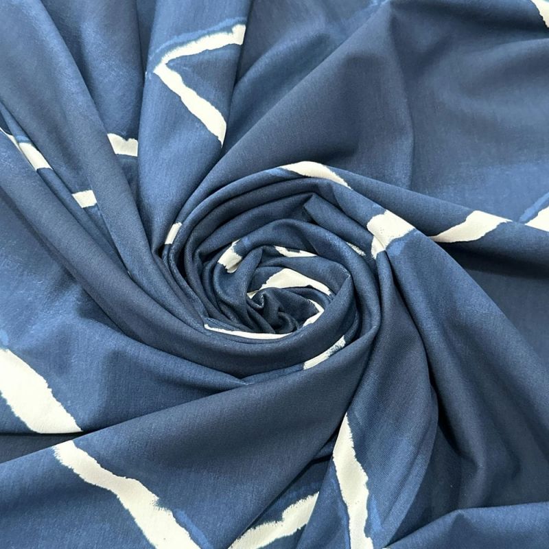 Tecido Viscolycra Estampada Stripes Azul • Luema Tecidos