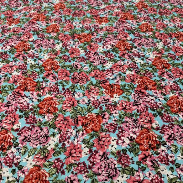 Tecido Viscose Estampada Flores Fundo Azul Claro • Luema Tecidos Tecido Viscose Estampada Flores Fundo Azul Claro • Luema Tecidos