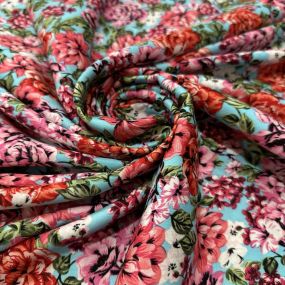 Tecido Viscose Estampada Flores Fundo Azul Claro Tecido Viscose Estampada Flores Fundo Azul Claro • Luema Tecidos 2