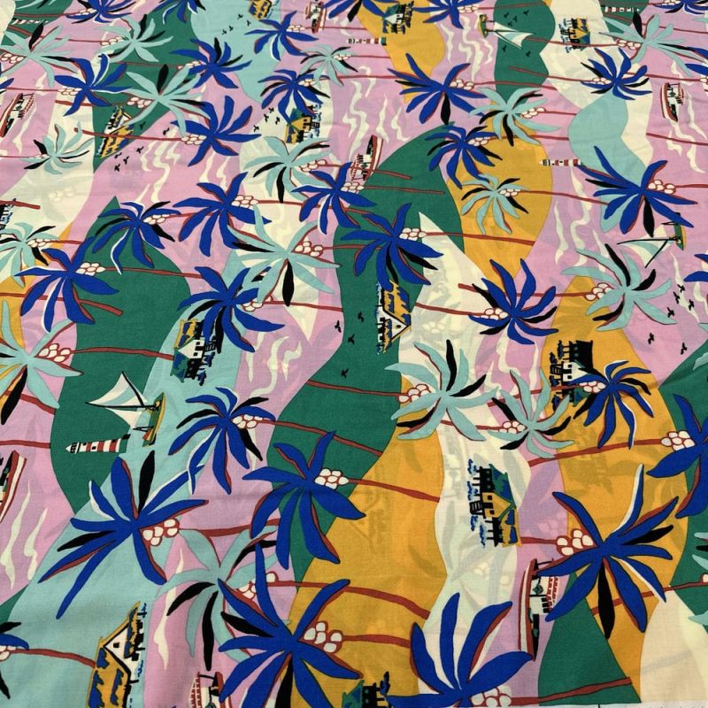 Tecido Viscose Estampada Paradise Beach • Luema Tecidos