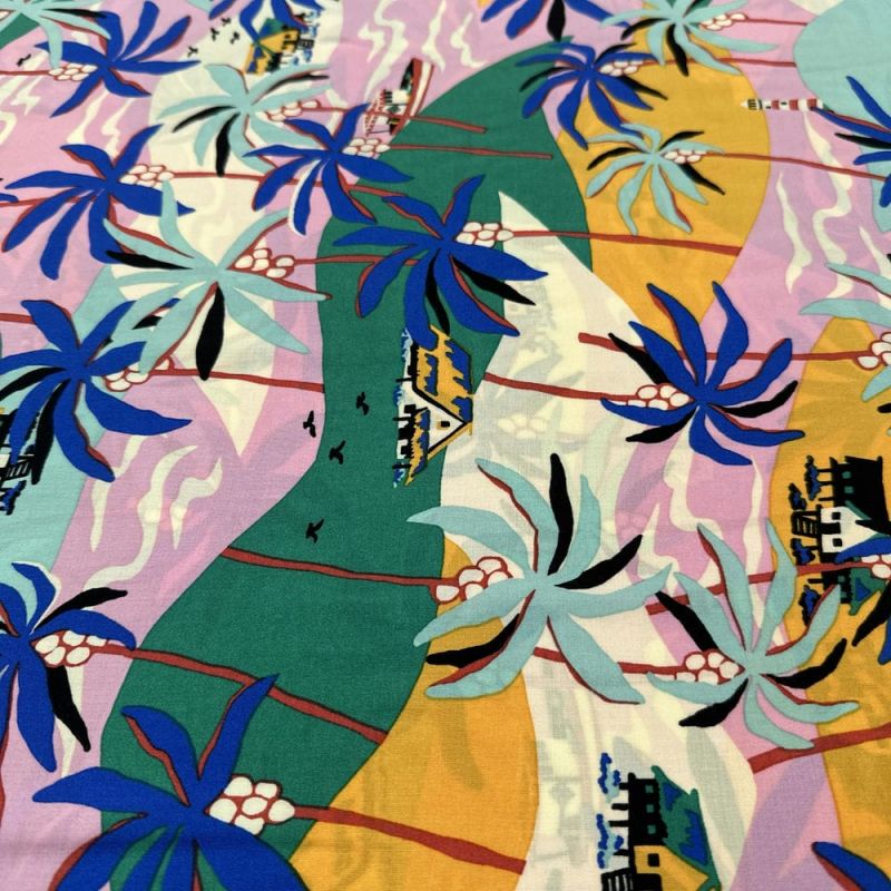 Tecido Viscose Estampada Paradise Beach • Luema Tecidos