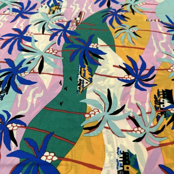 Tecido Viscose Estampada Paradise Beach • Luema Tecidos