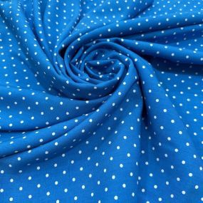 Tecido Viscose Estampada Micro Poá Fundo Azul • Luema Tecidos 2