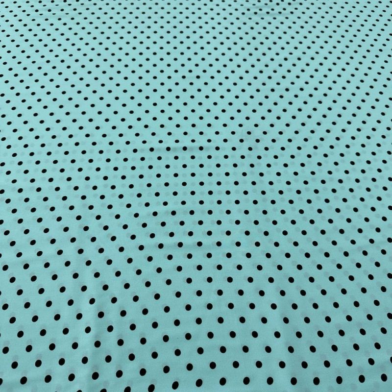 Tecido Viscose Estampada Poá Preto Médio Fundo Verde Água • Luema Tecidos