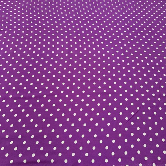 Tecido Viscose Estampada Poá Médio Branco Fundo Roxo • Luema Tecidos