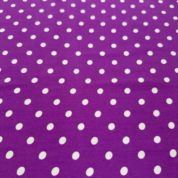 Tecido Viscose Estampada Poá Médio Branco Fundo Roxo • Luema Tecidos