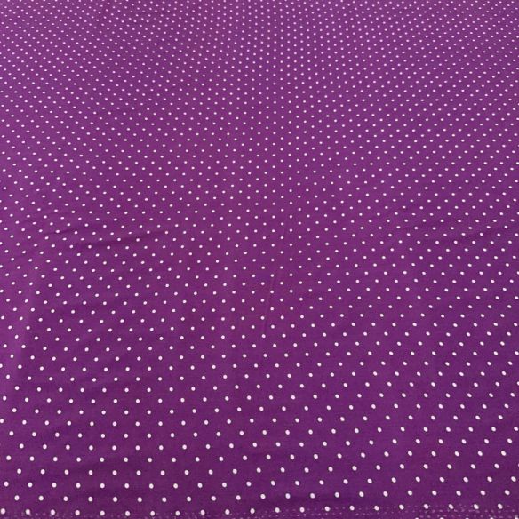 Tecido Viscose Estampada Micro Poá Branco Fundo Roxo • Luema Tecidos