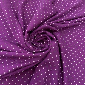 Tecido Viscose Estampada Micro Poá Branco Fundo Roxo Tecido Viscose Estampada Micro Poá Branco Fundo Roxo • Luema Tecidos