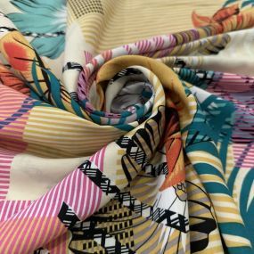 Tecido Viscose Estampada Folhagens e Riscos Coloridos Tecido Viscose Estampada Folhagens e Riscos Coloridos • Luema Tecidos 2