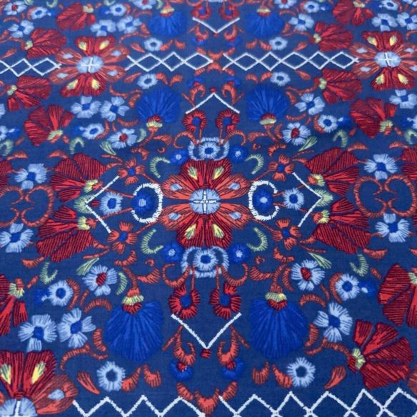 Tecido Viscose Estampada Fractal Handmade Azul • Luema Tecidos