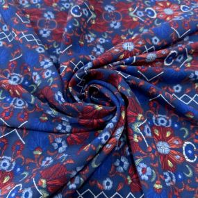 Tecido Viscose Estampada Fractal Handmade Azul Tecido Viscose Estampada Fractal Handmade Azul • Luema Tecidos
