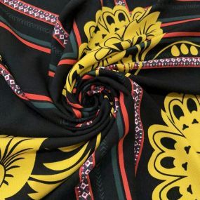 Tecido Viscose Estampada Quadros Flores Amarelo Tecido Viscose Estampada Quadros Flores Amarelo • Luema Tecidos