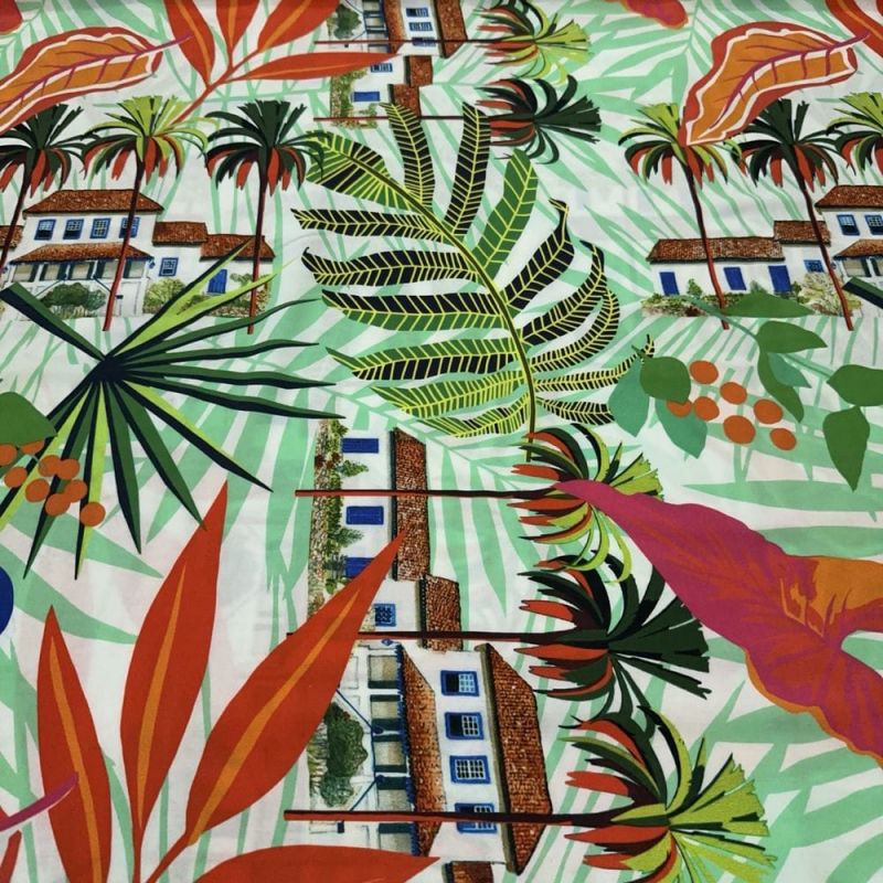 Tecido Viscose Estampada Casarão • Luema Tecidos