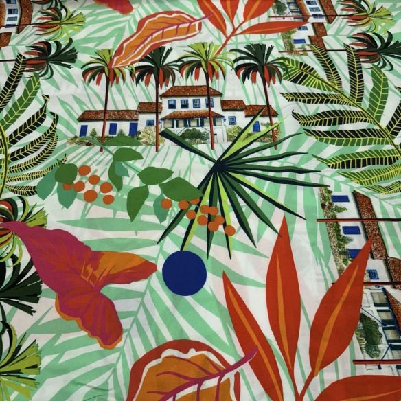 Tecido Viscose Estampada Casarão • Luema Tecidos