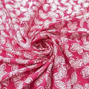 Tecido Viscose Estampada Borboletas Fundo Pink Tecido Viscose Estampada Borboletas Fundo Pink • Luema Tecidos