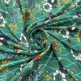Tecido Viscose Estampada Corrente Flores Fundo Verde Tecido Viscose Estampada Corrente Flores Fundo Verde • Luema Tecidos