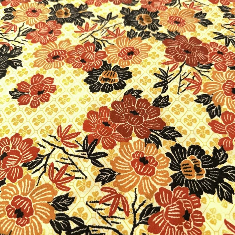 Tecido Viscose Floral e Micro Floral Marrom e Amarelo • Luema Tecidos