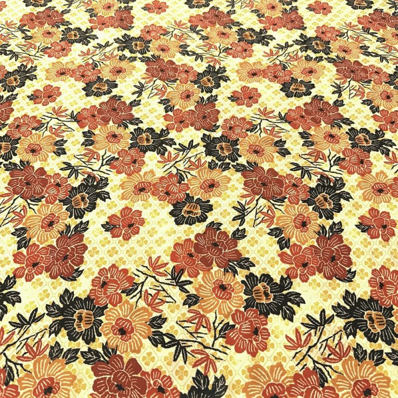 Tecido Viscose Floral e Micro Floral Marrom e Amarelo • Luema Tecidos