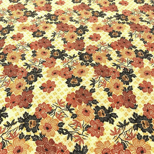Tecido Viscose Floral e Micro Floral Marrom e Amarelo • Luema Tecidos