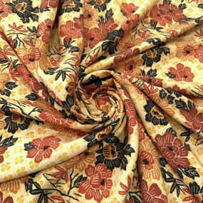 Tecido Viscose Floral e Micro Floral Marrom e Amarelo Tecido Viscose Floral e Micro Floral Marrom e Amarelo • Luema Tecidos